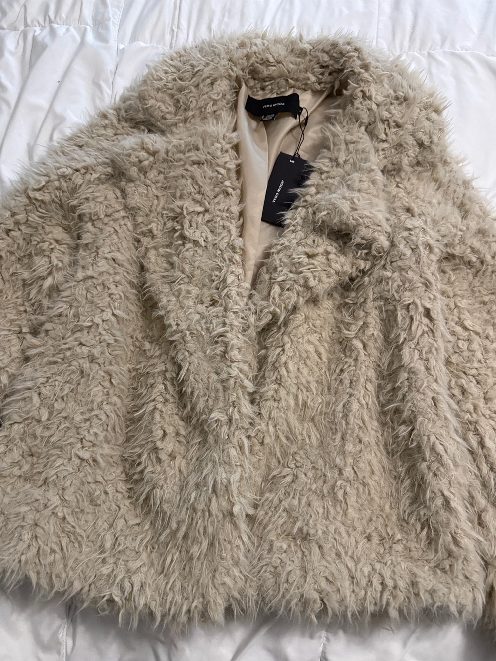 Vero Moda Beige Plush Teddy Jacket